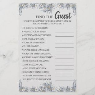 Flyer Encontrar la tarjeta de juego Gray Floral Bridal S