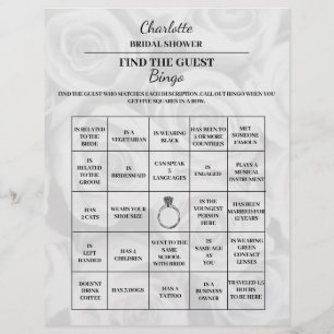 Flyer Encuentra el Bingo de la Ducha de Novia para Invit
