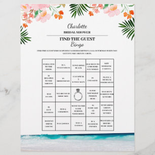 Flyer Encuentra el Bingo de la Ducha de Novia Tema de Pl