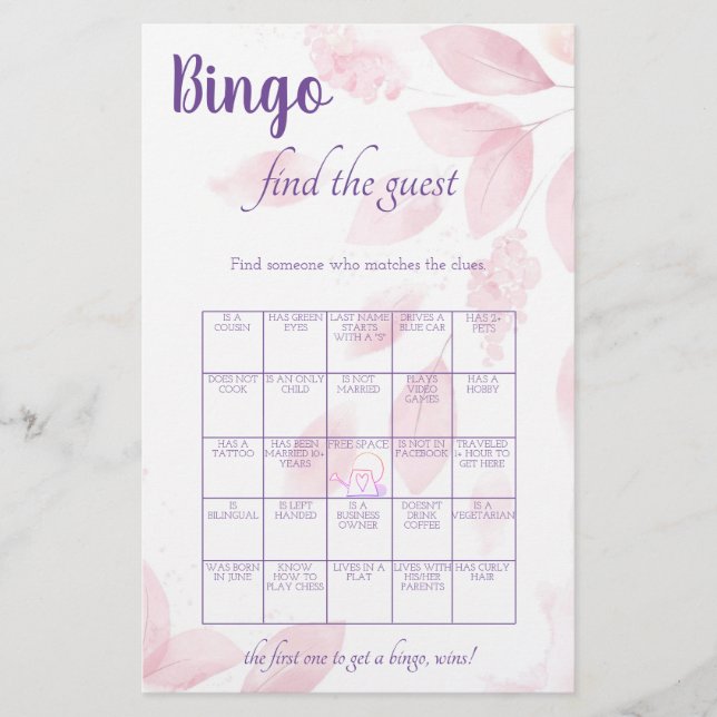 Flyer Encuentra el Juego de Bingo de Invitados para Desp (Frente)