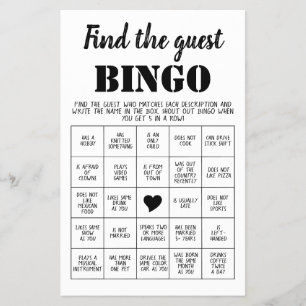 Flyer Encuentra la tarjeta del juego de bingo de invitad
