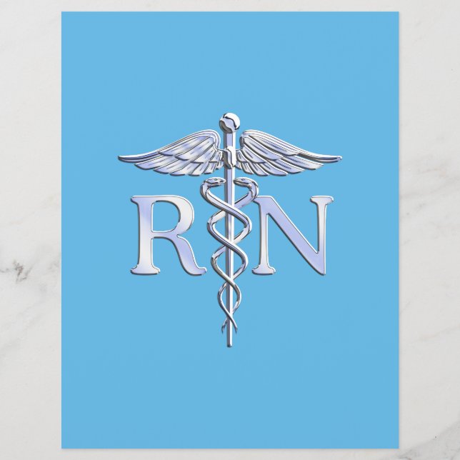 Flyer Enfermera inscrita RN Caduceus en Baby Blue (Frente)