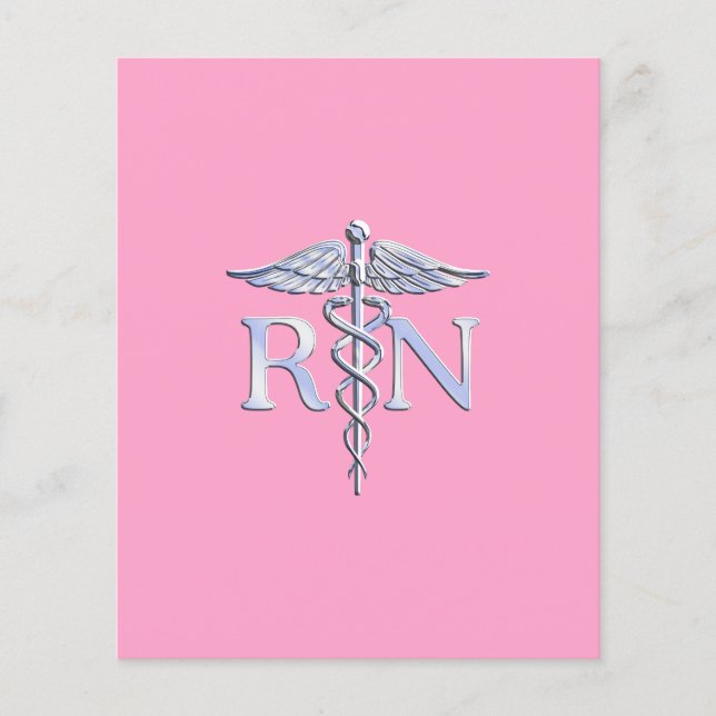 Flyer Enfermera inscrita RN Caduceus en rosa claro (Frente)