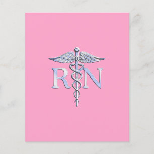 Flyer Enfermera inscrita RN Caduceus en rosa claro