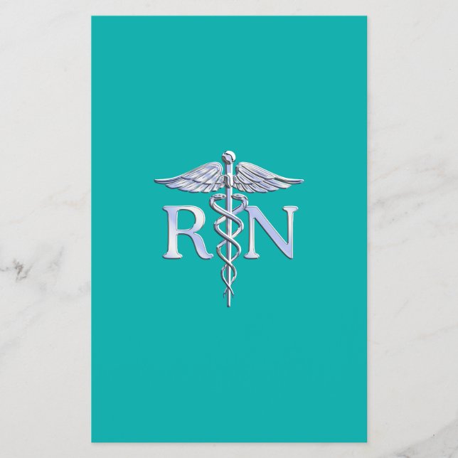 Flyer Enfermera Registrada RN Caduceo en Turquesa (Frente)