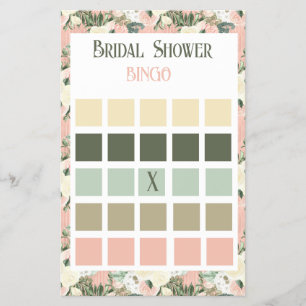 Flyer Engranaje floral y Bingo de ducha de novia crema