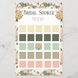 Flyer Engranaje floral y Bingo de ducha de novia crema