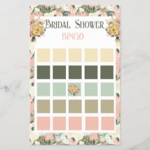 Engranaje floral y Bingo de ducha de novia crema