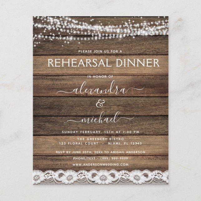Flyer Ensayo de presupuesto Cena Rústica Granja (Frente)