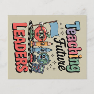Flyer Enseñanza Retro Líderes Futuros Profesor Groovy