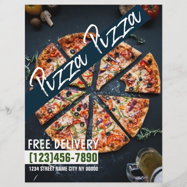 Flyer Entrega de comida de pizzería (Frente)