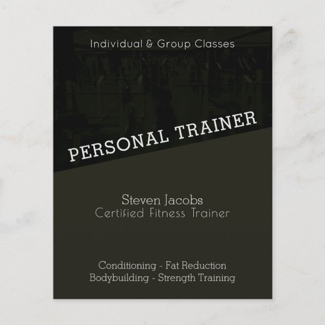 Flyer Entrenador de gimnasia moderno con sombra oscura (Frente)