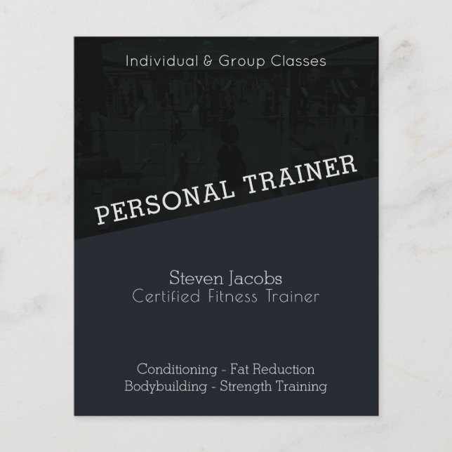 Flyer Entrenador de gimnasia moderno con sombra oscura (Frente)