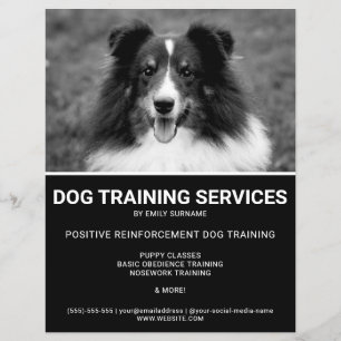 Flyer Entrenador de perros de fotografía en blanco y neg