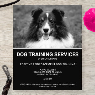 Flyer Entrenador de perros de fotografía en blanco y neg