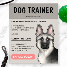 Flyer Entrenador de Perros Pastor Alemán Plateado Servic