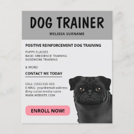 Flyer Entrenador de Perros Pug Negro Servicio de Mascota