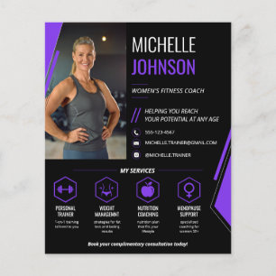 Flyer Entrenadora de Fitness Femenino Código QR Foto Mod