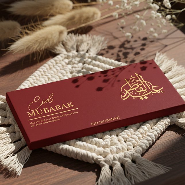 Flyer Envoltorio de barra de chocolate Eid Mubarak elega (Subido por el creador)