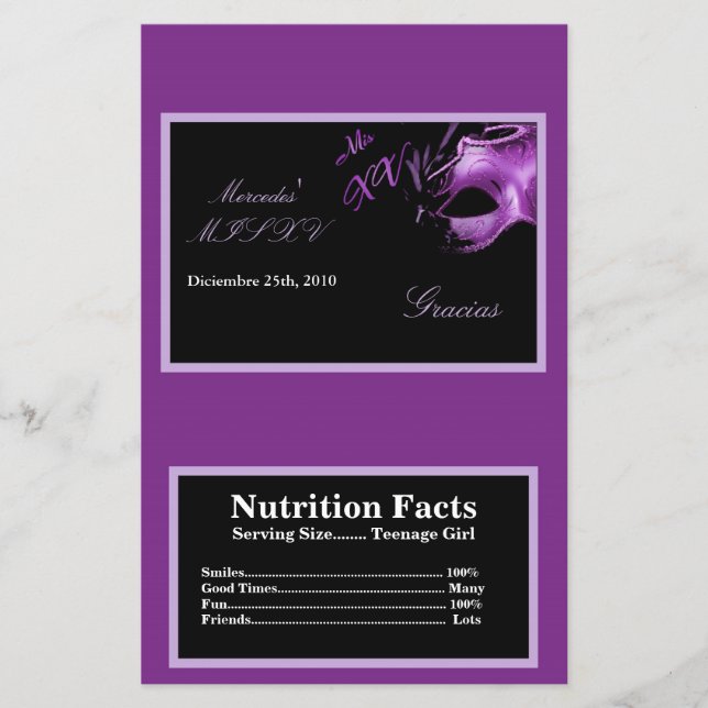 Flyer Envoltorio de Palomitas de Microondas Mis XV Púrpu (Frente)