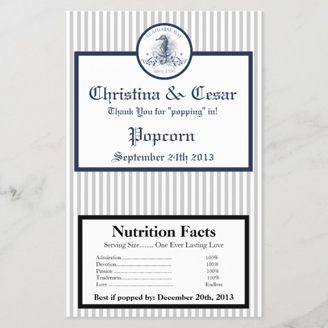 Flyer Envoltorio de palomitas de microondas Rayas de cab (Frente)