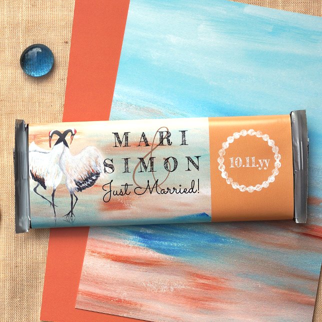 Flyer Envoltura de bar con canto de Boda de grúa de colo (personalized wedding candy bars sienna beige clay terracotta wedding personalized candy wrappers)