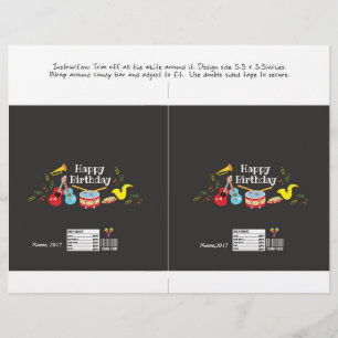 Flyer envoltura de barra de caramelo feliz cumpleaños ni