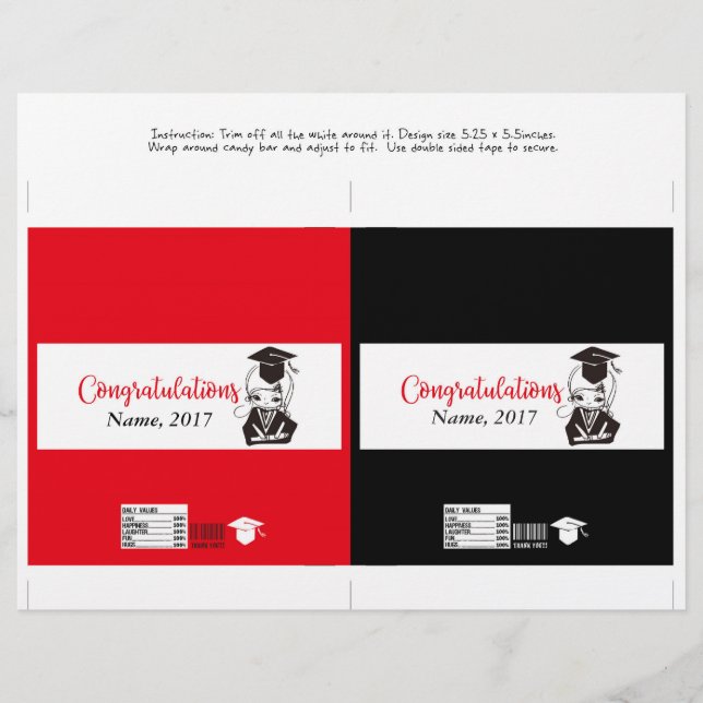 Flyer Envoltura de barra de caramelo - tapón de graduaci (Frente)