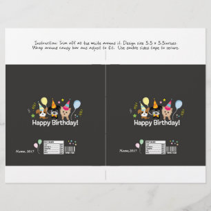 Flyer envoltura de barra de dulces feliz cumpleaños niño