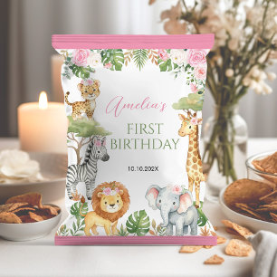 Flyer Envoltura de Bolsa de Papas Safari Animales Floral