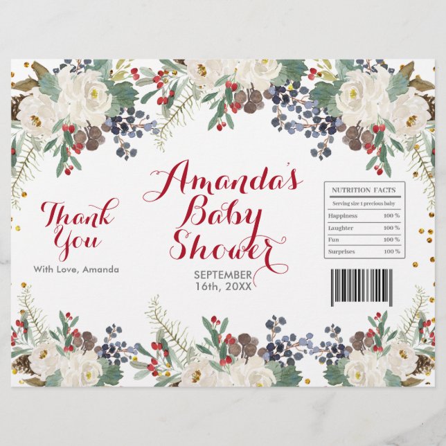 Flyer envoltura de bolsa de patatas fritas floral blanca (Frente)