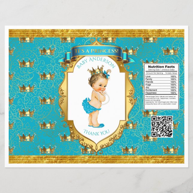 Flyer Envoltura de Bolsas de Patatas Teal Gold para Niña (Frente)