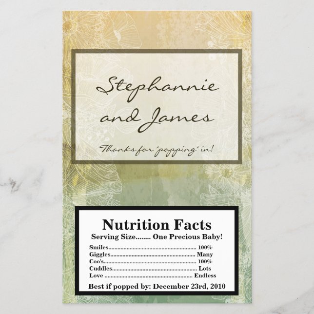 Flyer Envoltura de Palomitas de Microondas Floral Antigu (Frente)