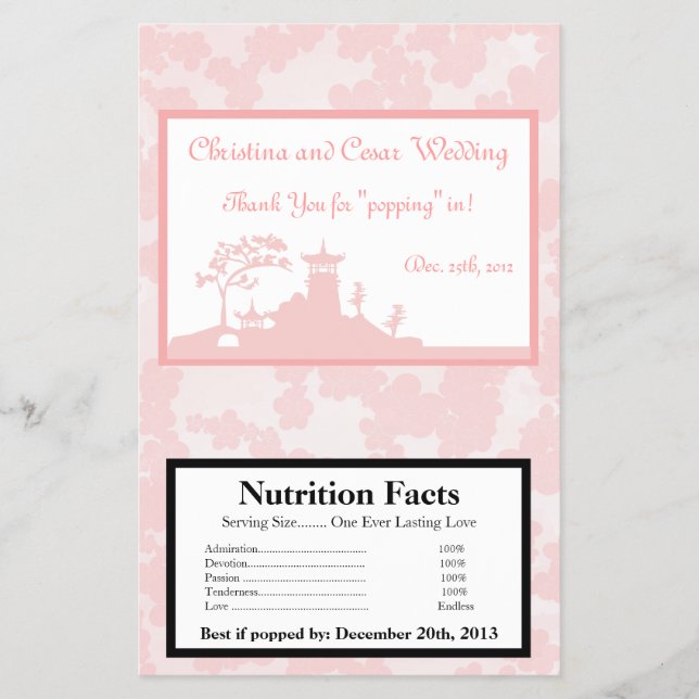 Flyer envoltura de palomitas de microondas Jardín Orient (Frente)