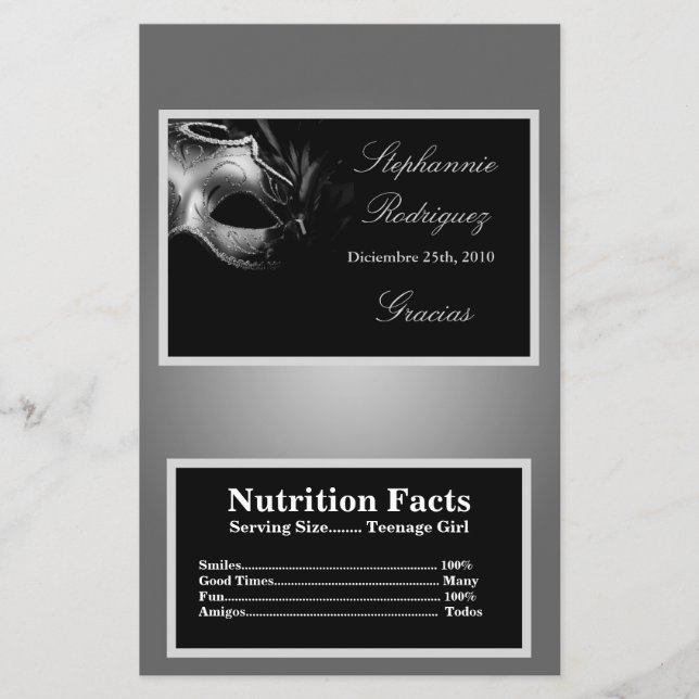 Flyer Envoltura de palomitas de microondas Mis XV Plata (Frente)