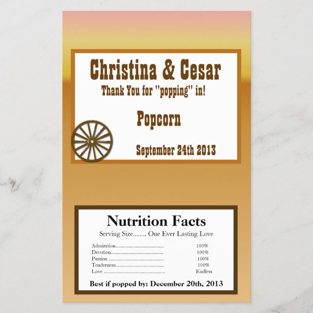 Flyer envoltura de palomitas de microondas Rueda de vagó (Frente)