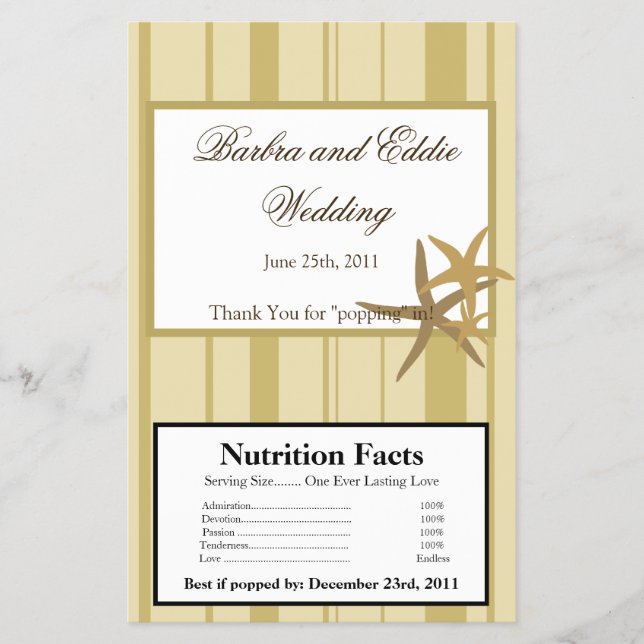 Flyer envoltura de palomitas de microondas Sandy Beach (Frente)