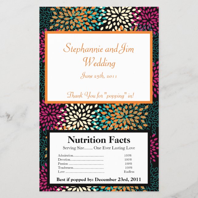 Flyer Envolvente de palomitas de microonda Burst floral  (Frente)