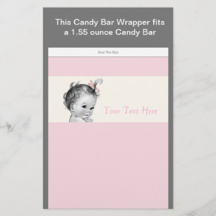 Flyer Envolvente marfil y rosa Baby Shower Candy Bar