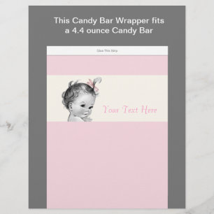 Flyer Envolvente marfil y rosa Baby Shower Candy Bar