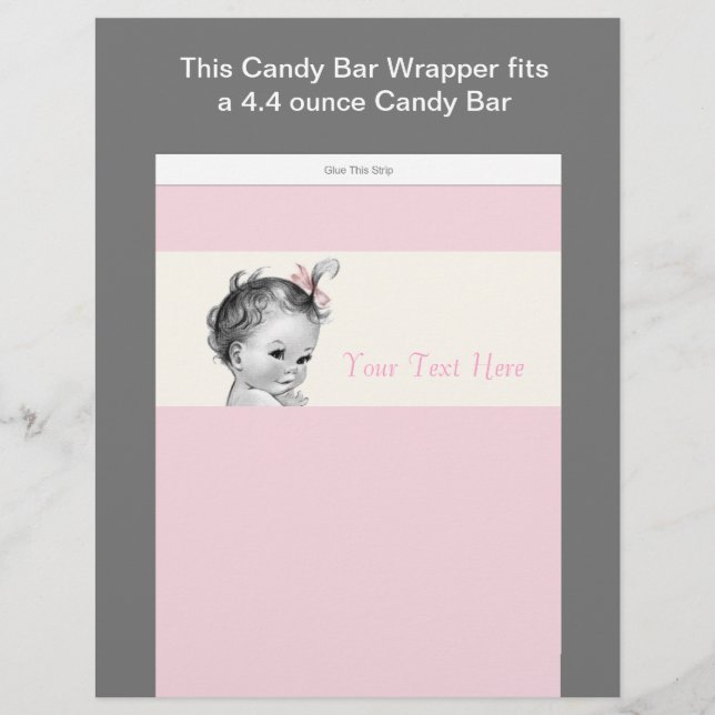 Flyer Envolvente marfil y rosa Baby Shower Candy Bar (Frente)