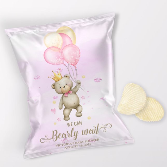 Flyer Envolvente para bolsa de chica Baby Shower Chip (1 ounce snack bag wrapper flyer. )