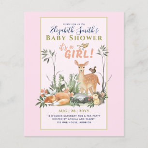 Flyer ¡Es un CHICA! Bebé De Madera Cute Animales Ducha I
