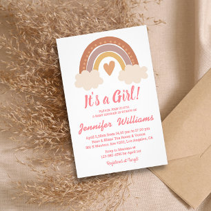 Flyer es una invitación chica baby ducha boho arco iris
