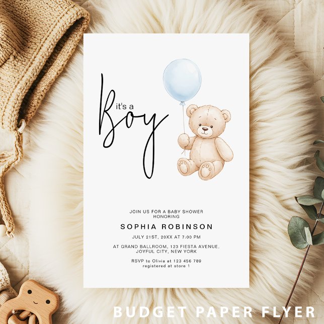 Flyer Es una invitación de Baby Shower de Boy Teddy Bear (Subido por el creador)