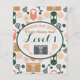 Flyer Escape Room Gender Revelar Baby Shower Game Statio