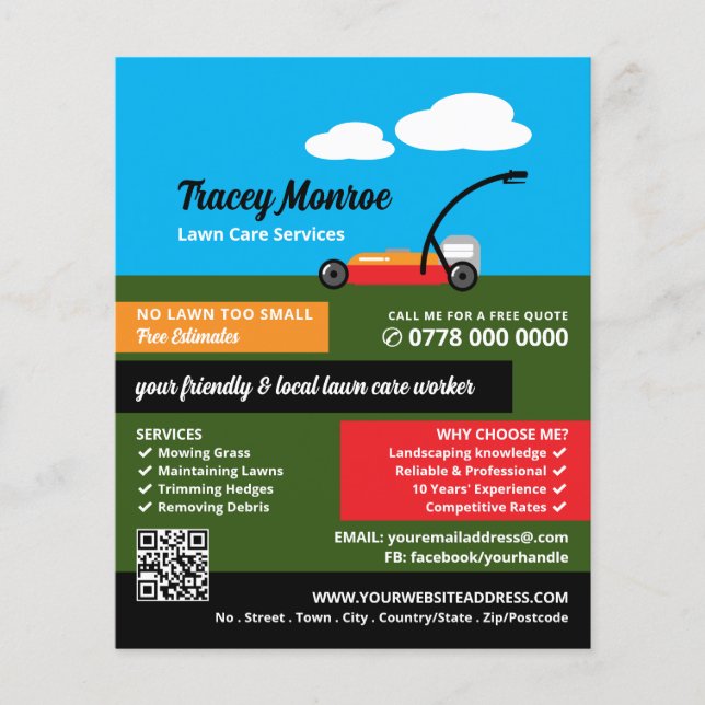 Flyer Escenario Lawn-Mower, servicios de cuidado de césp (Frente)