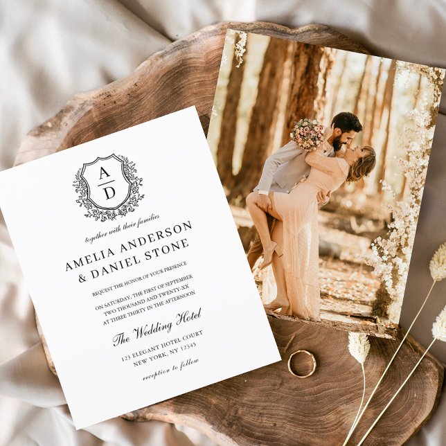 Flyer Escudo floral presupuesto Boda Monograma Elegante (Subido por el creador)