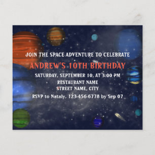 Flyer Espacio ultraterrestre con planetas y galaxias