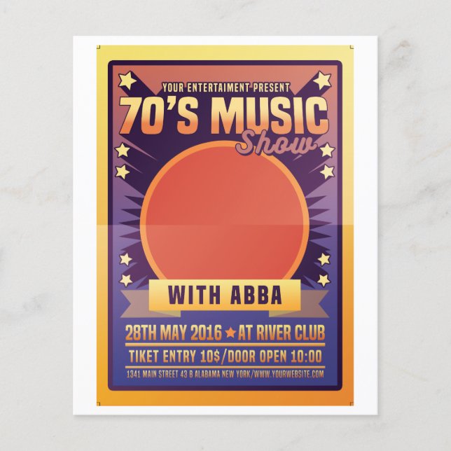 Flyer Espectáculo musical de los años 70 (Frente)